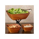 product_image_name-Generic-Wood Finish Plastic Bowl for Salads, Fruits and Popcorn Adds an Elegant Look to Your Home Square Shape 16cm (Shatterproof)-3