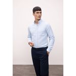 product_image_name-Defacto-Man Button Polo Neck Slim Fit Long Sleeve Shirt - Lt.Blue-4