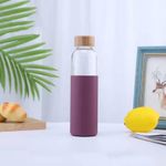 product_image_name-Generic-500ml Glass Drinking Bottle with Natural Wood Cap and Protective Silicone Cover-1