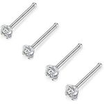 طقم 4 قطع من أقراط الأنف المصنوعة من الفولاذ المقاوم للصدأ بشكل I مع كريستالات