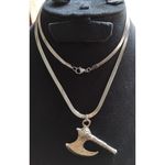 product_image_name-Generic-قلادة شكل فأس او بلطة يونانية مع سلسلة ظهر الحية من الستانلس ستيل الفضي الناصع 60 سم-2