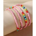 حظاظات استيك مطاط 4 اساور لون بينك ومتعدد الالوان