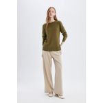 product_image_name-Defacto-Woman Crew Neck Relax Fit Pullover - Khaki-2