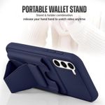 product_image_name-Generic-Leather Wallet Case Compatible with Samsung Galaxy Note 10+ Plus, Leather Back Cover With TPU Frame, Shockproof Protective Phone Case with Card Holder Stand (Blue)-3