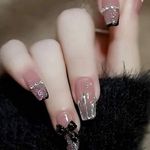 product_image_name-SHEIN-Nude & Black French Glitter Press-On Nails – Square Shape with 3D Bow-1
