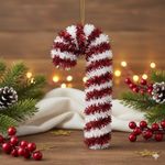 product_image_name-Generic-زينة معلقة لامعة على شكل عصا الحلوى – قطعة زينة متوسطة الحجم لأشجار الاحتفالات-2