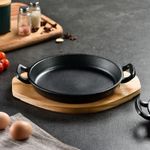 product_image_name-Generic-Rectangular Cast Iron Grill Pan with Wooden Serving Base-1