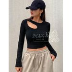 product_image_name-BENAA FASHION-تي شيرت بكم نسائي من القطن المضلع بكتف واحد مفتوح-3