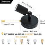 product_image_name-Generic-Adjustable Retro Wall Sconce Light with Pull Chain Switch Vintage Black Wall Lights Fixture with On Off Switch E26 Indoor Wall Lamps for Home Bedroom Kitchen Wall Mount ighting- NO Bulb-6