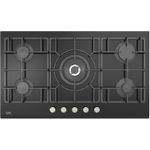 Beko موقد غاز مدمج - زجاج أسود - 90 سم - 5 شعلات - حوامل حديد زهر - HISW 95226 SEL