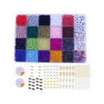 product_image_name-Generic-مجموعة خرز لصناعة المجوهرات والاساور بنفسك للاطفال والكبار، خرز الاحرف الابجدية الملونة من الاكريليك لصناعة القلادات والاعمال الحرفية، مجموعة من الخرز في صندوق مع الاكسسوارات - 3400 قطعة-1