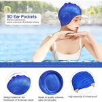 product_image_name-Dolphin-قبعة السباحة السيليكونية من دولفين مع حماية للأذن - مقاومة للماء 3D للبالغين - زرقاء-4