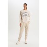 product_image_name-Defacto-Woman Crew Neck Oversize Fit Sweat Shirt - Ecru Melange-4