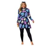 Generic Long tunic swimsuit with a shell design - Plus size - Multicolor - image 3