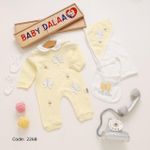 طقم حديث الولادة قطن يتألف من 4 قطع دلع
