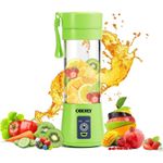 Mini Blender USB Rechargeable: fruit multi-color electric grinder cup portable 380ml personal smoothie maker for home gym (Green)