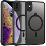 iPhone XS/iPhone X Case Compatible with MagSafe, Magnetic Cover for iPhone XS/iPhone X Lens Protection Case Anti Scratch Shockproof Case, Black