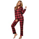 product_image_name-Generic-طقم بيجامة شتوي للنساء بنقشة مربعات - بحجم كبير - للعام الجديد-2