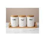 product_image_name-Generic-طقم برطمانات قهوة وسكر وشاي من البورسلين بتصميم محكم، أغطية من الخيزران وصينية - أبيض، 3 قطع-1