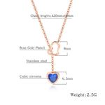 product_image_name-Generic-قلادة حياة الحب من CZ الأزرق بالفولاذ المقاوم للصدأ - مطلية بالذهب الوردي-2
