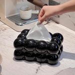 product_image_name-Generic-Marshmallow Tissue Organizer Bubble Tissue Box Tissue Dispenser Rectangular Tissue Holder for Car Bathroom Table Party Home Office Restaurant (Black)-4