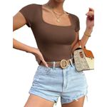 V A L Y A Women's T-shirt Made Of Ribbed Cotton - Brown