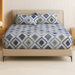 Snooze طقم ملاية سرير باستيك 3 قطع من سنوز، مقاس 180*200 سم مع 2 كيس وسادة إضافي بتصميم كوادرا.