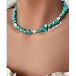 product_image_name-O Accessories-سلسله عقد فيروزي معدن دهبي ولؤلؤ حريمي وبناتي فيروز خرز ازرق ويمكن الاطاله-1