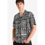 product_image_name-Defacto-Man Apache Neck New Regular Fit Short Sleeve Shirt - Black-1