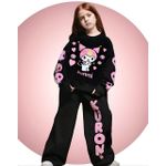 product_image_name-Generic-بدلة رياضية كرتونية للبنات من Kuromi - طقم سويت شيرت وسروال باللونين الأسود والوردي-1