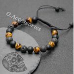 O Accessories سوار أو أكسيسوريز من الأحجار البركانية والأحجار الطبيعية باللونين الأسود والبني