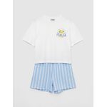 LC Waikiki تي شيرت برقبة دائرية مطبوع ايطالي للبنات مع شورت