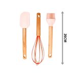 product_image_name-Generic-طقم طبخ سيليكون مكون من 3 قطع (ملعقة/مضرب بيض/فرشاة) بمقبض خشبي 26 سم (وردي)-3