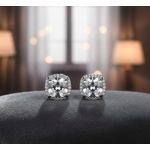 product_image_name-Sterling Silver 925-أقراط مسمار بتصميم هالو ومربعة بقطع الوسادة مع أحجار الزركونيا المكعبة - فضة إيطالية 925-2