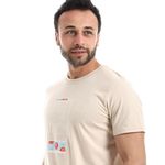 product_image_name-Ted Marchel-Round Neck Printed Regular Fit T-Shirt - Ecru-4