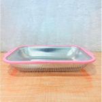 product_image_name-Generic-مصفاة مستطيلة عريضة من الفولاذ المقاوم للصدأ بإطار بلاستيكي، صغيرة - فضي وردي-3