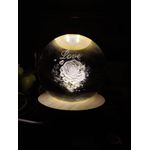 مصباح ليلي LED ثلاثي الأبعاد على شكل كرة كريستال، 8 سم (شفاف، قاعدة خشبية)، للأماكن المغلقة، هدية رائعة بكرة كريستالية واحدة (الشكل 6)