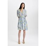 product_image_name-Defacto-Woman V Neck Tiered Long Sleeve Woven Dress - Lt.Lilac-1