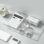 product_image_name-Generic-منظمات أدراج وصناديق تخزين شفافة من الأكريليك للأدوات التجميلية وأدوات المطبخ وأدوات المكتب ومنظم لأدراج الحمام، فواصل بأحجام متعددة، حاويات قابلة للتكديس، طقم من 8 قطع-1