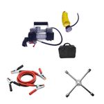 ضاغط هواء للسيارات - 2 أسطوانة + مفتاح عجلة + كابل بطارية