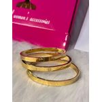 مجموعة من 3 أساور من الفولاذ المقاوم للصدأ مطلية بالذهب