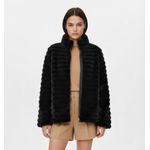 Freska جاكيت فرو مضلع بياقة عالية وسوستة