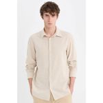 product_image_name-Defacto-Man Polo Neck Regular Fit Long Sleeve Shirt - Beige-3