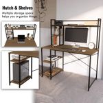 product_image_name-Generic-مكتب كمبيوتر 120 سم مع خزانة علوية ورفوف تخزين بني-2