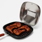 product_image_name-Generic-مقلاة الشواء من الفولاذ المقاوم للصدأ بدون دخان (كبيرة) مع غطاء ومقبض خشبي-1