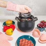 product_image_name-Generic-قفازات فرن سيليكون مقاومة للحرارة غير قابلة للانزلاق للفرن والمطبخ والشواء والطهي والخبز وحامل قدر (قطعة واحدة) باللون الوردي-2