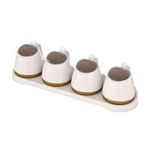 Gifts Of Faith Seasoning Box for Home Kitchen No Drilling Wall Mounted Seasoning Box with Covered Spice Jar Japanese Set of Salt Jar (White, 4 Cans)