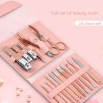 product_image_name-Generic-مجموعة العناية بالاظافر الاحترافية من 16 قطعة من الستانلس ستيل مع حافظة من جلد البولي يوريثين، ادوات احترافية متعددة الوظائف للرجال والنساء (بينك)-1