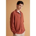 product_image_name-Defacto-Man Polo Neck Regular Fit Long Sleeve Shirt - Lt.Brown-2