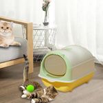 product_image_name-Generic-صندوق فضلات القطط وقفص المرحاض، صندوق فضلات بغطاء مغلق ومرحاض قطط بدواسة لمنع تسرب الرمل وستارة للمدخل-5